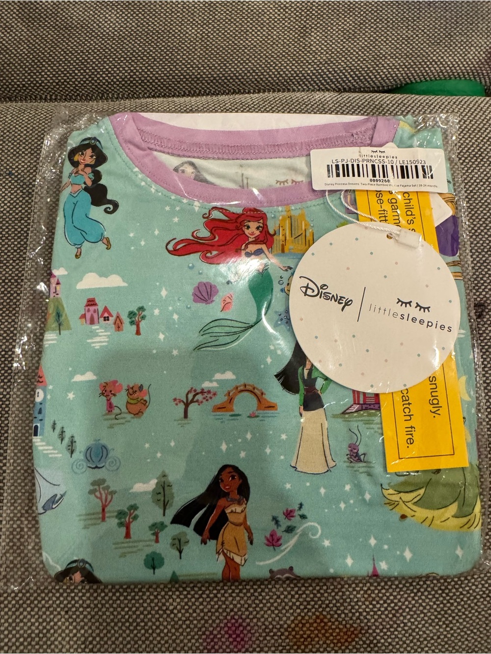 Little Sleepies Princess dreams two piece long sleeve pajamas size 18-24 months